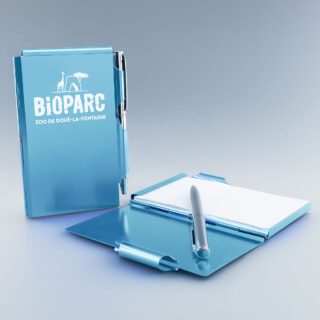 Blocs-Notes Métalliques Bleus Personnalisables Couleur et Gravure Laser