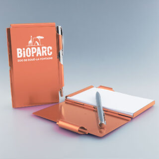 Bloc-Notes Métalliques Oranges Personnalisables Couleur et Gravure Laser