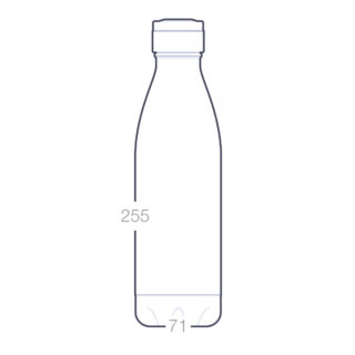Schéma technique de la bouteille isotherme 500 ml avec dimensions.
