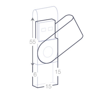 Image des dimensions de la Clé USB 32Go en Métal et Verre Personnalisable