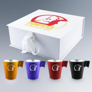 Coffret, 4 Tasses Personnalisées au laser et en couleur pour le coffret