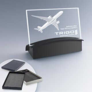 Plaque en Verre avec Socle Lumineux et Gravure Laser