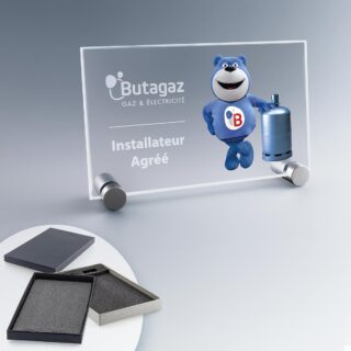 Plaque en Verre Horizontale avec Marquage Couleur et Gravure Laser