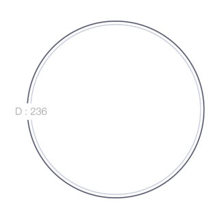 Illustration des dimensions d'un plateau à fromages rond avec un diamètre de 236 mm.