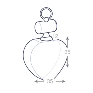 Image des dimensions du Porte Clé Lumineux Cœur Personnalisable
