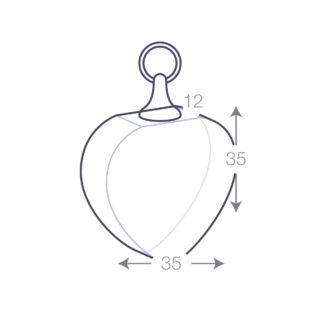 Image des dimensions du Porte Clés en Verre Cœur Personnalisé