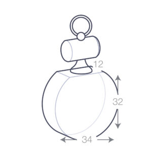 Image des dimensions du Porte Clé Lumineux Personnalisé Rond