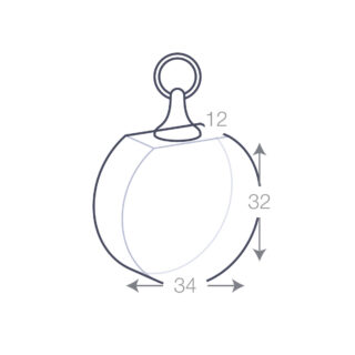 Image des dimensions du Porte-clés Verre Rond à Personnaliser