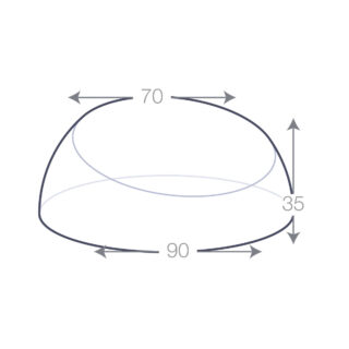 Image des dimensions du Grand Presse-papier Dôme en Verre Personnalisable