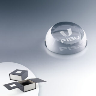 Presse-papier Dôme en verre gravé en 2D, idéal comme cadeau d'entreprise