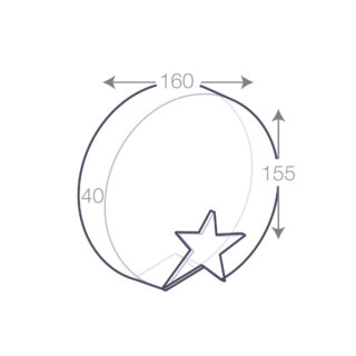 Image des dimensions du Trophée Rond Star en Verre Personnalisable
