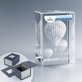 Bloc de verre personnalisé - Motifs de Montgolfières