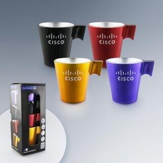 Set de 4 Tasses Expresso personnalisées en verre effet métallisé, idéal pour les amateurs de café