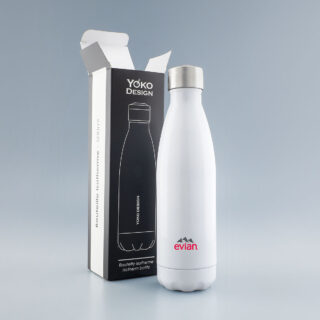 Personnalisée avec un marquage numérique couleur du logo - Bouteille isotherme Blanc