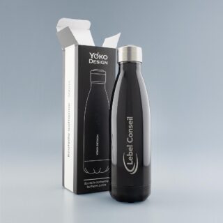 Personnalisée avec une Gravure laser du logo - Bouteille isotherme Noire