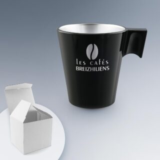 Mug Verre Personnalisé 22 cl Effet Métal Noir avec Gravure Laser de Logo