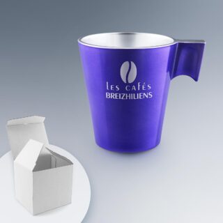 Mug Verre Personnalisé 22 cl Effet Métal Violet avec Gravure Laser de Logo