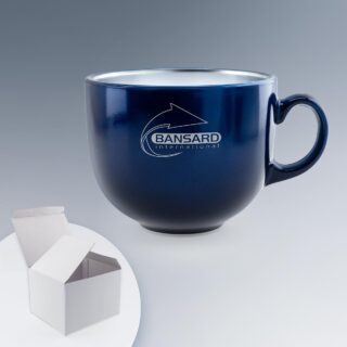 Bol en verre Bleu Pétrole avec logo gravé