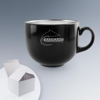 Bol en verre Jumbo 50 cl, effet métallisé Noir – Personnalisation gravure laser