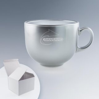 Bol en verre Jumbo 50 cl, effet métallisé Gris Argent – Personnalisation gravure laser
