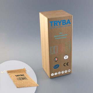 Trophée en bois rectangle à personnaliser avec marquage couleur, livré dans un sac en liège.