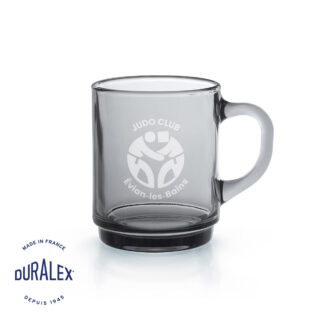 Mug Duralex Versailles gris anthracite 26 cl avec personnalisation au laser pour les professionnels.