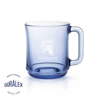 Tasse en verre bleu marine Duralex Lys 31 cl gravée au laser avec logo d'entreprise.