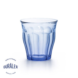 Verre Duralex Picardie 25 cl marine avec gravure laser personnalisée pour entreprise.