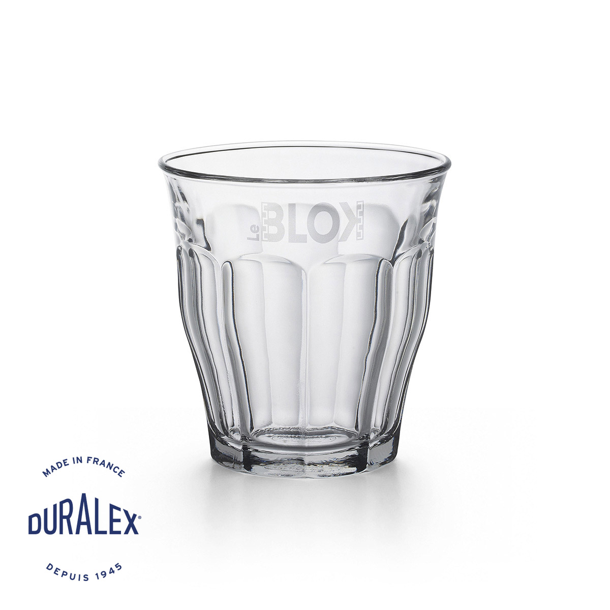 Verre Duralex Picardie 25 cl transparent classique avec marquage laser personnalisé.
